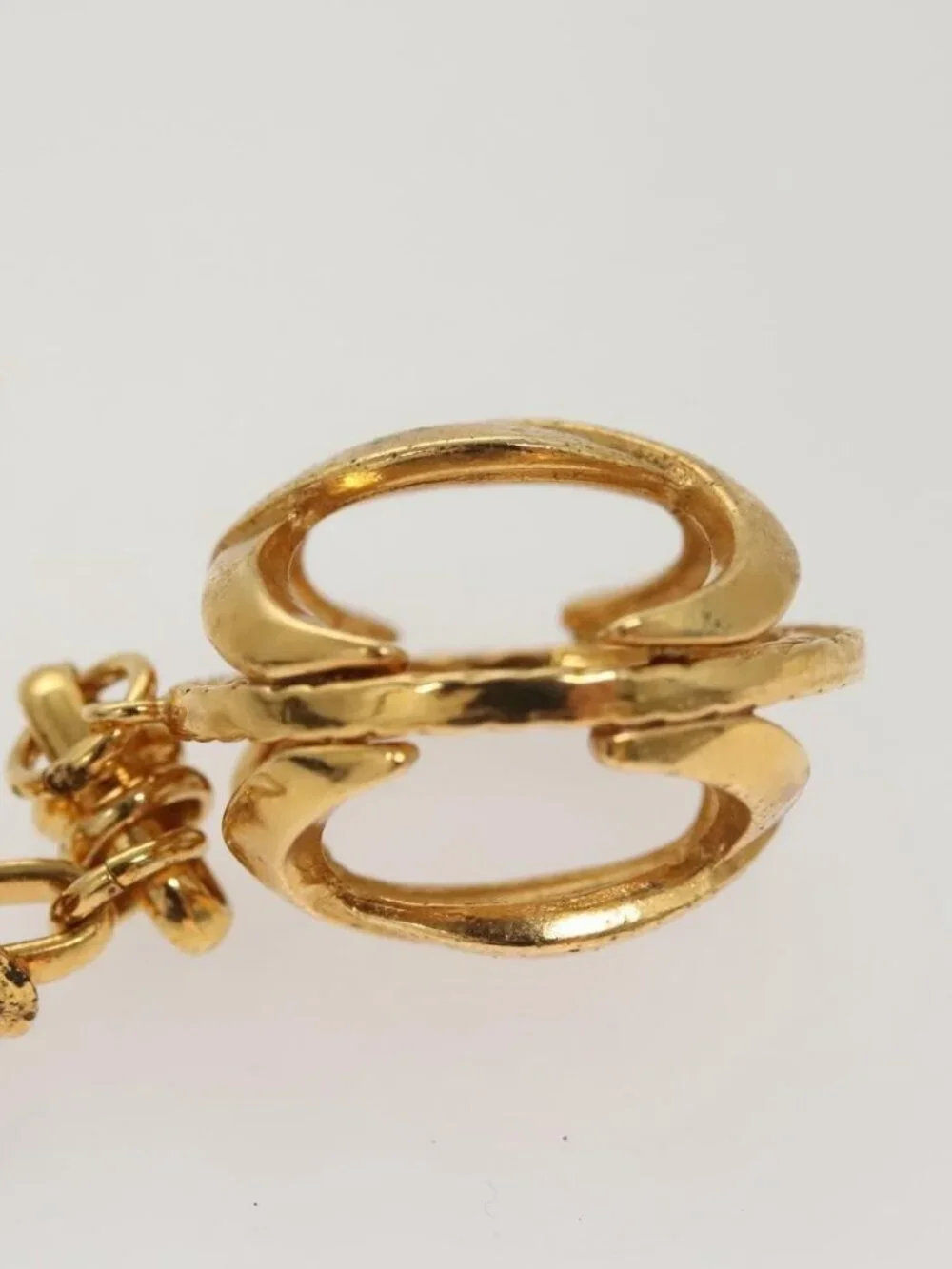 CHANEL COCO Mark Key Ring metal Gold CC Auth ar13427